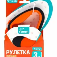 Рулетка &laquo;Пижон&raquo;, 3 м, до 15 кг, трос, светоотражающая, прорезиненная ручка, оранжевая