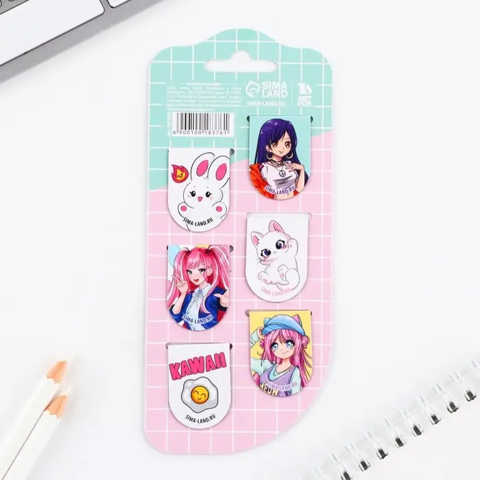 Закладки магнитные для книг, 6 шт. &laquo;Аниме&raquo;