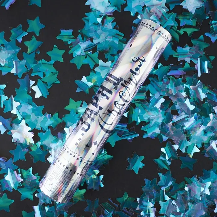 Хлопушка пневматическая Хлопушка пневматическая "Заряд Счастья!", звезды фольга, хамелеон (12/30 см)