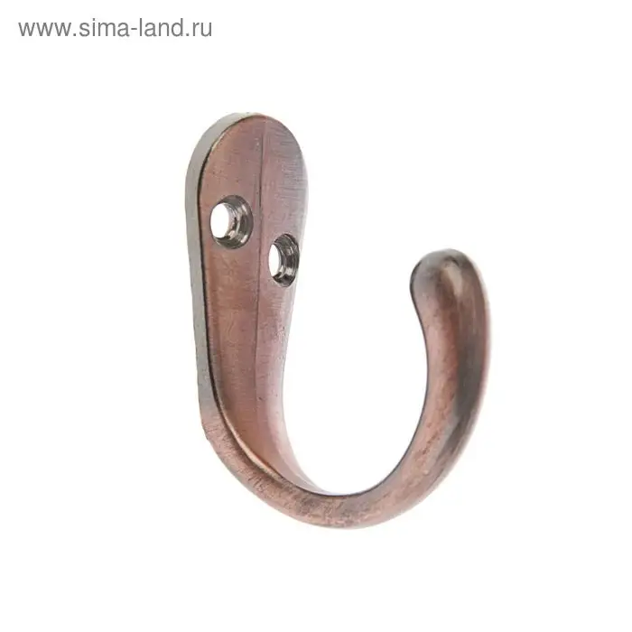 Крючок мебельный ТУНДРА TKO008, однорожковый, медь Крючок мебельный ТУНДРА TKO008, однорожковый, медь