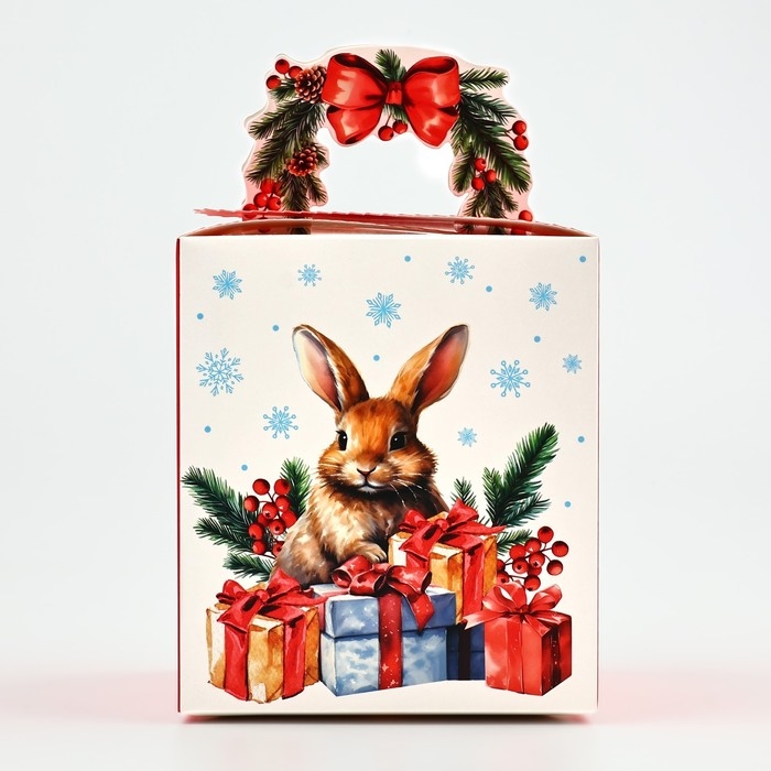 Коробка новогодняя складная «Новогодний подарок» 14 х 16 х 14 см, Новый год Коробка новогодняя складная «Новогодний подарок» 14 х 16 х 14 см, Новый год