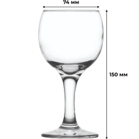 Бокал для&nbsp;вина Бистро&nbsp;225&nbsp;мл.&nbsp;d=74&nbsp;мм.&nbsp;h=150&nbsp;мм. 12шт/уп