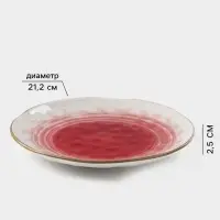 Тарелка Доляна &laquo;Космос&raquo;, d=21.2 см, фарфор, белая, красная