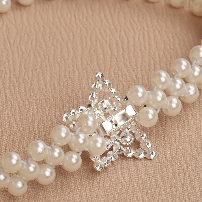 Подхват для штор «Звезда», жемчуг на резинке, d = 4 см, 2 × 43 см, цвет белый Подхват для штор «Звезда», жемчуг на резинке, d = 4 см, 2 × 43 см, цвет белый