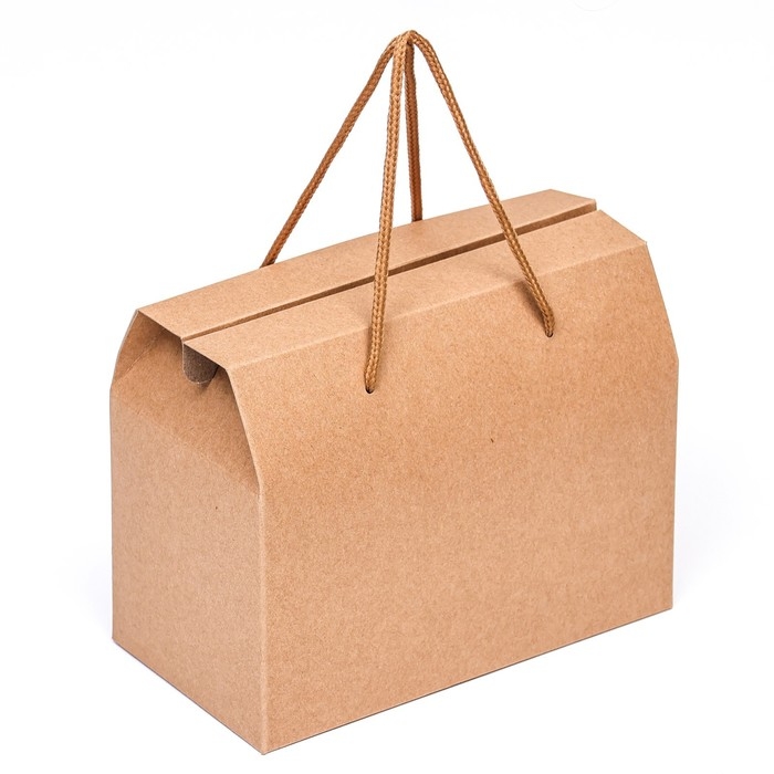 Коробка-пакет, с ручками, крафт, 20 х 15 х 11 см Коробка-пакет, с ручками, крафт, 20 х 15 х 11 см