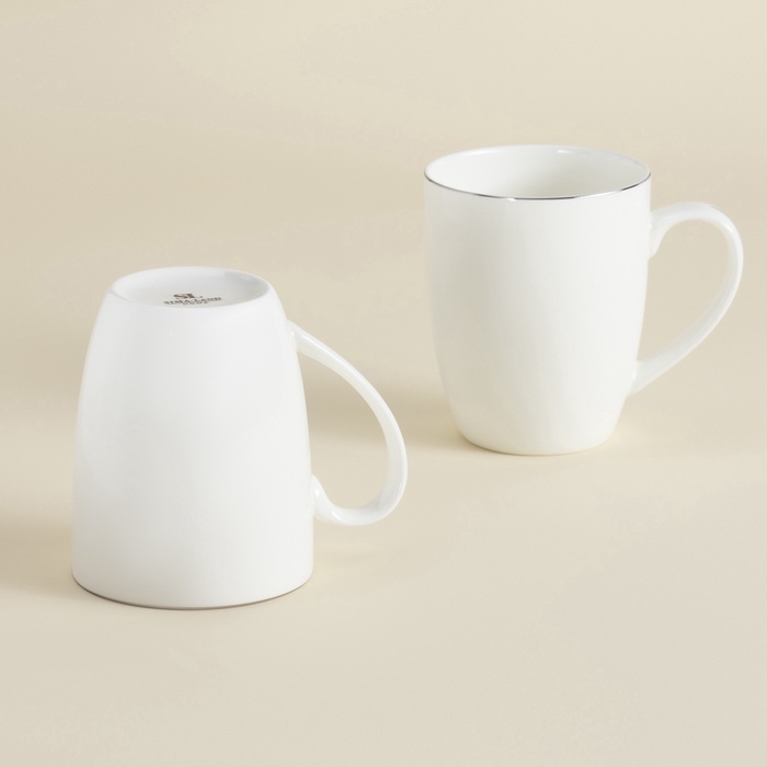 Кружки SL Home «Каскарон», 380 мл, 11,8×8,5×10,4 см, набор 2 шт, костяной фарфор, белые Кружки SL Home «Каскарон», 380 мл, 11,8×8,5×10,4 см, набор 2 шт, костяной фарфор, белые