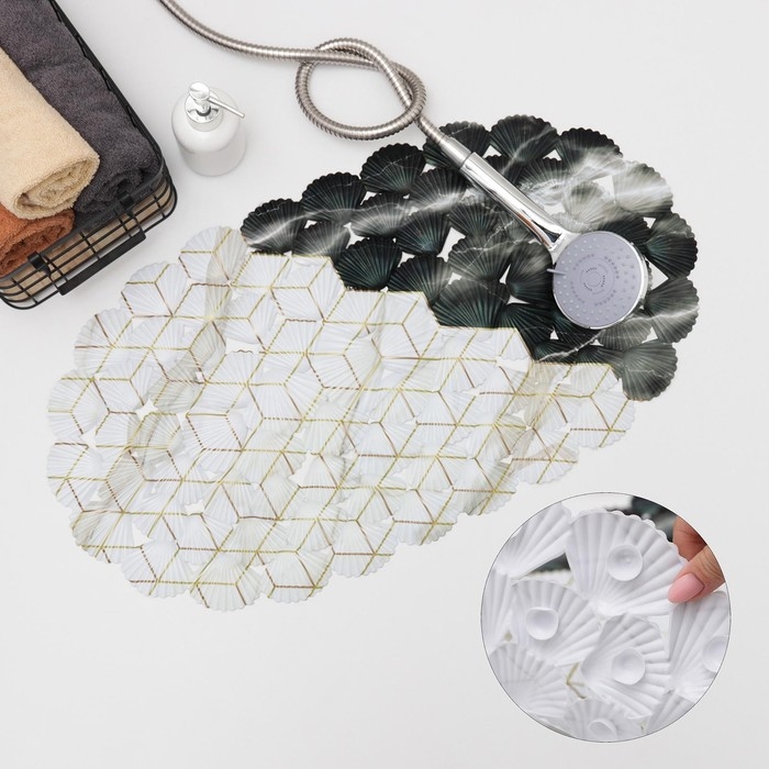 Коврик противоскользящий в ванну на присосках Доляна «Бурлеск», 35×65 см Коврик противоскользящий в ванну на присосках Доляна «Бурлеск», 35×65 см