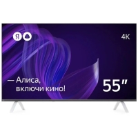 Телевизор Yandex YNDX-00073, 55", 3840x2160, DVB-T2/C/S2, HDMI 3, USB 2, SmartTV, черный