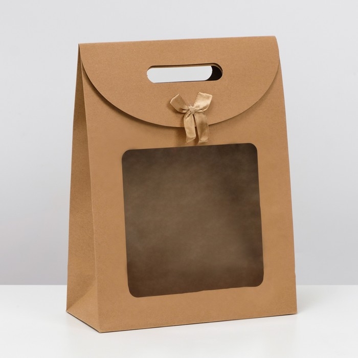 Коробка-пакет, крафтовая, с окном, 32 х 23 х 11 см Коробка-пакет, крафтовая, с окном, 32 х 23 х 11 см