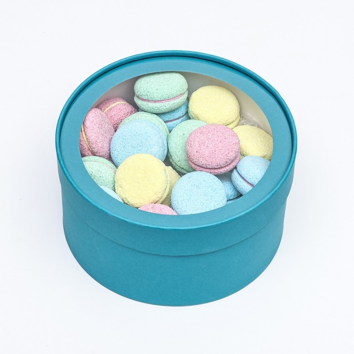 Подарочная коробка Подарочная коробка "Frilly" сине-травяной, завальцованная с окном, 21 х 11 см