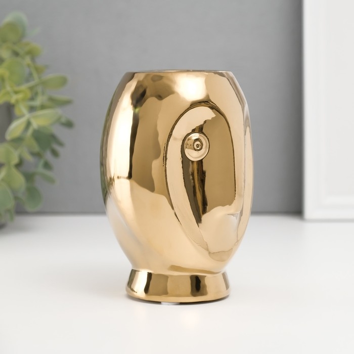 Подсвечник керамика на 1 свечу  Подсвечник керамика на 1 свечу "Сова Сипуха" d=3,5 золото 9х8,5х12,5 см