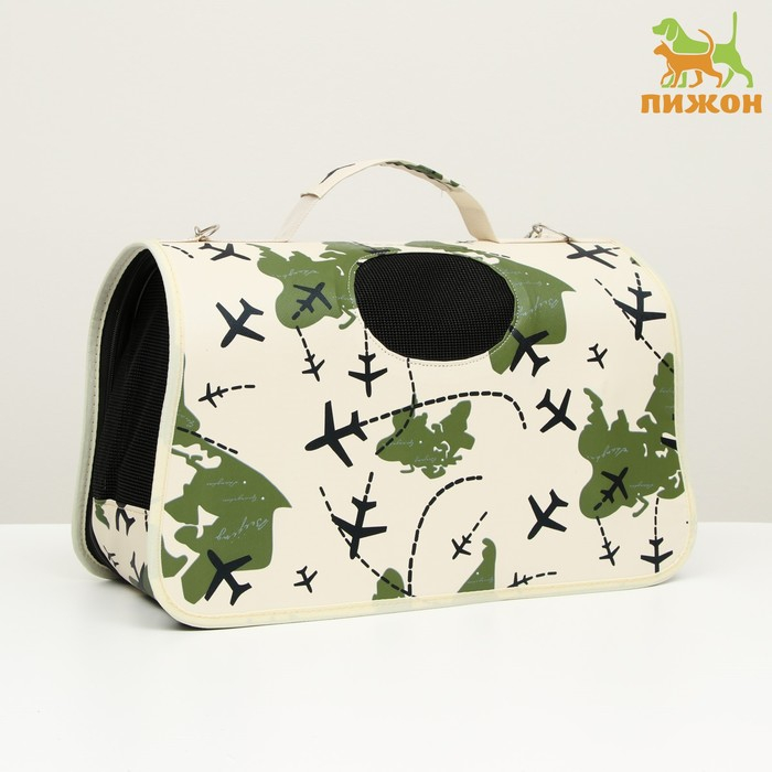 Сумка - переноска для животных  Сумка - переноска для животных "Самолеты", белая, размер S, 37,5 х 17 х 22 см