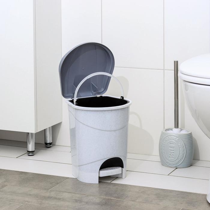 Контейнер для мусора с педалью, 7 л, цвет мраморный Контейнер для мусора с педалью, 7 л, цвет мраморный