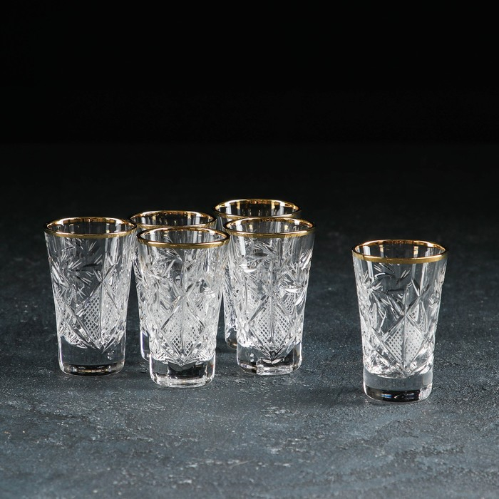 Набор стопок «Мельница», отводка золотом, 35 мл, 6 шт Набор стопок «Мельница», отводка золотом, 35 мл, 6 шт