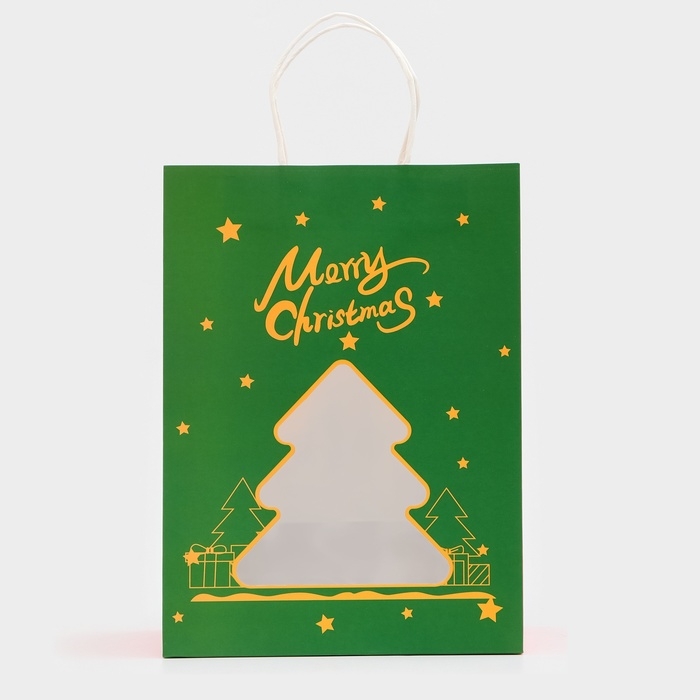 Пакет подарочный новогодний с окном Пакет подарочный новогодний с окном "Ёлка" 30 х 22 х 14 см.