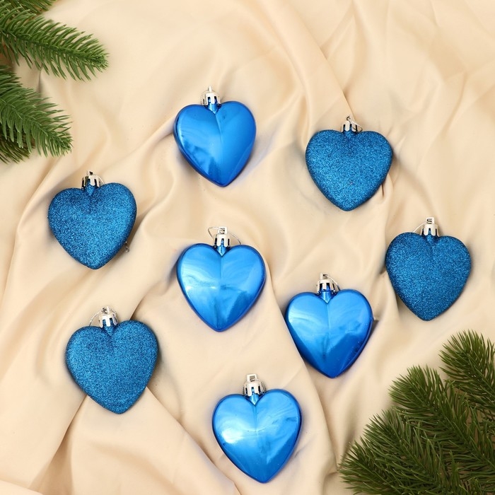 Набор украшений пластик 8 шт Набор украшений пластик 8 шт "Романтика" 6 см, синий