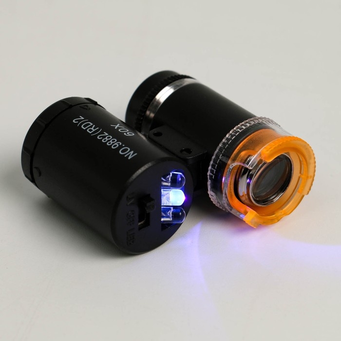 Лупа с подсветкой, для проверки денег, кратность 60х, черная Лупа с подсветкой, для проверки денег, кратность 60х, черная