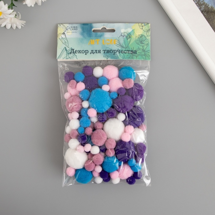 Декор для творчества "Помпончики. Звёздное небо" d=1-3 см набор 135 шт