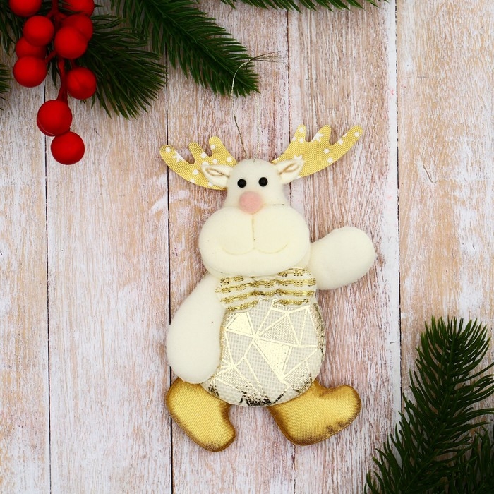 Мягкая подвеска Мягкая подвеска "Олень в костюмчике с геометрическим узором" 6х11 см, золото