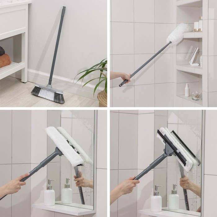 Комплект для уборки Raccoon «Универсальный», 6 предметов: насадка моп, флаундер для швабры с насадкой, метла, окномойка, щётка для пыли и черенок. Комплект для уборки Raccoon «Универсальный», 6 предметов: насадка моп, флаундер для швабры с насадкой, метла, окномойка, щётка для пыли и черенок.