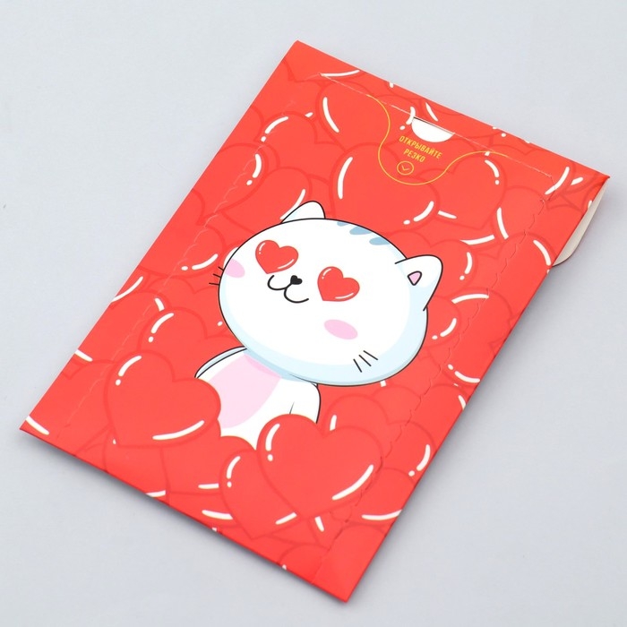 Бум-открытка «Влюблённый кот», сердечки , 12 х 18.5 см