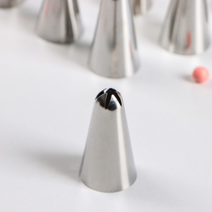 Набор насадок кондитерских, d=1,5 см, 24 шт, в кейсе, насадки МИКС Набор насадок кондитерских, d=1,5 см, 24 шт, в кейсе, насадки МИКС