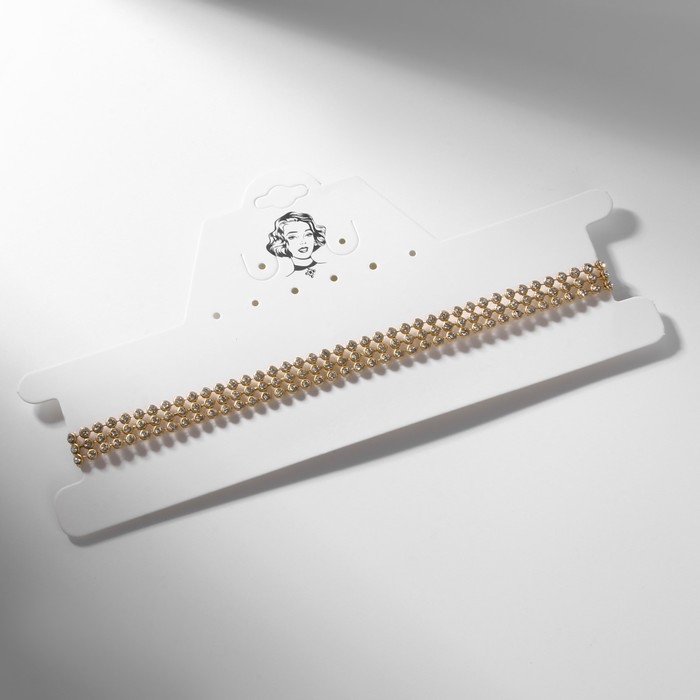 Чокер «Сетка» со стразами, узкий, цвет белый в золоте, 32 см Чокер «Сетка» со стразами, узкий, цвет белый в золоте, 32 см