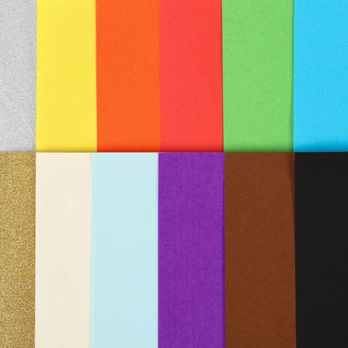 Бумага цветная с блестками, А4, 12 листов, 12 цветов, немелованная, двусторонняя, в папке, 80 г/м&sup2;, Щенячий патруль