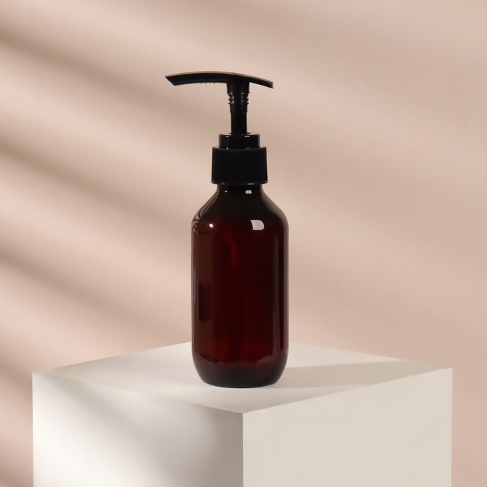 Бутылочка для хранения, с дозатором, 150 мл, цвет коричневый/чёрный Бутылочка для хранения, с дозатором, 150 мл, цвет коричневый/чёрный