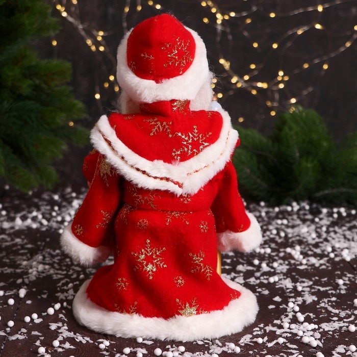 Дед Мороз  Дед Мороз "В шубке с откидными рукавами и посохом" 30 см, двигается, красный