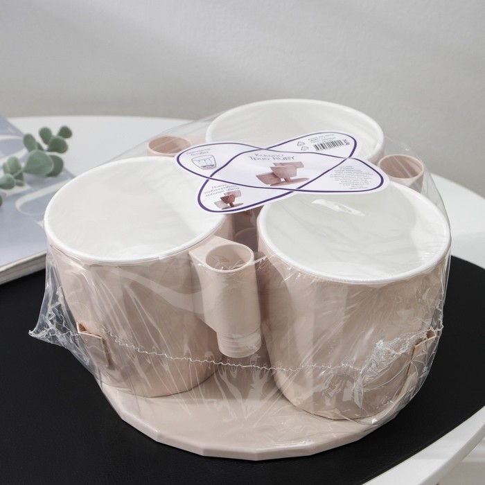 Кашпо многоярусное Ruby «Каскад», 3 шт, 1 л, цвет пудровый Кашпо многоярусное Ruby «Каскад», 3 шт, 1 л, цвет пудровый