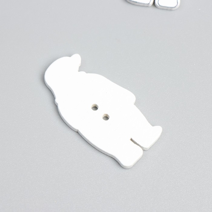 Пуговицы дерево для творчества 2 прокола "Медведь с рюкзаком" набор 15 шт 1,6х3,5 см