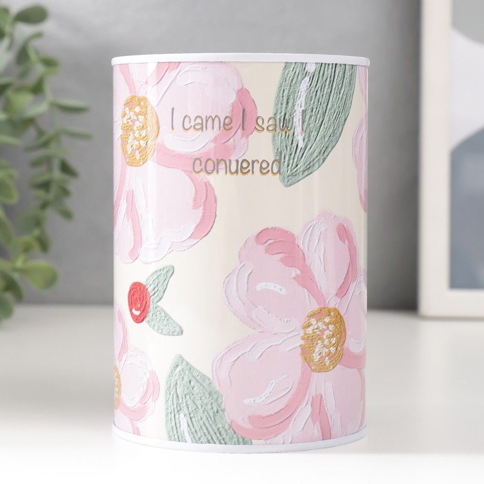 Копилка металл банка Копилка металл банка "Цветы шиповника" 8х8х12 см