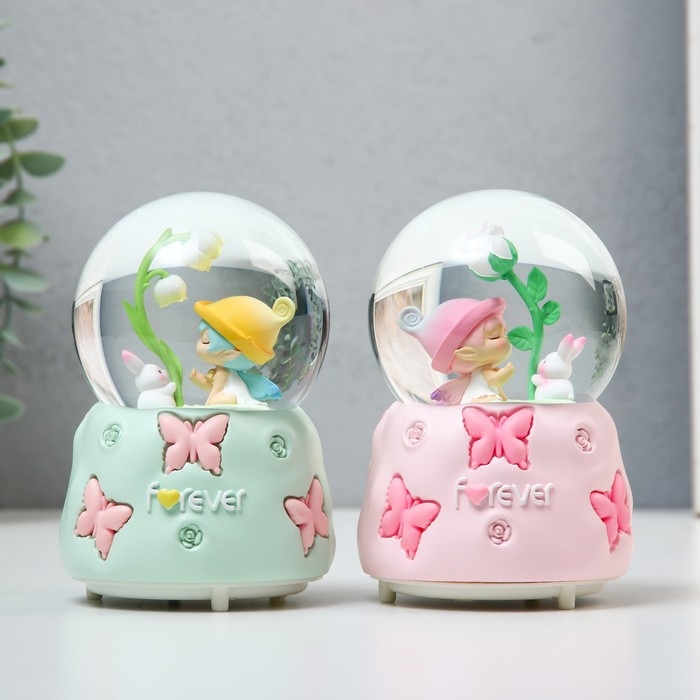 Сувенир полистоун водяной шар свет, музыка Сувенир полистоун водяной шар свет, музыка "Малыш с кроликом" МИКС 8,5х8,5х12,8 см