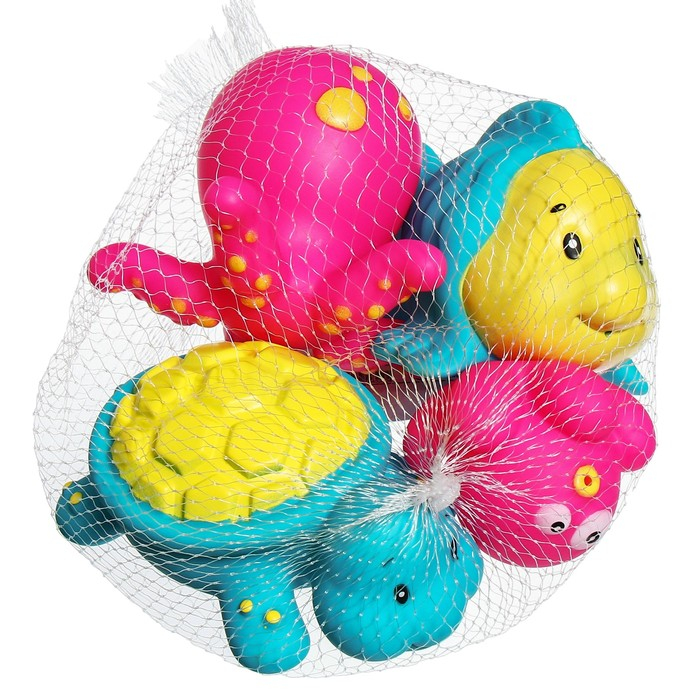 Набор резиновых игрушек для ванны «Морские друзья», 4 шт, виды МИКС, Крошка Я Набор резиновых игрушек для ванны «Морские друзья», 4 шт, виды МИКС, Крошка Я