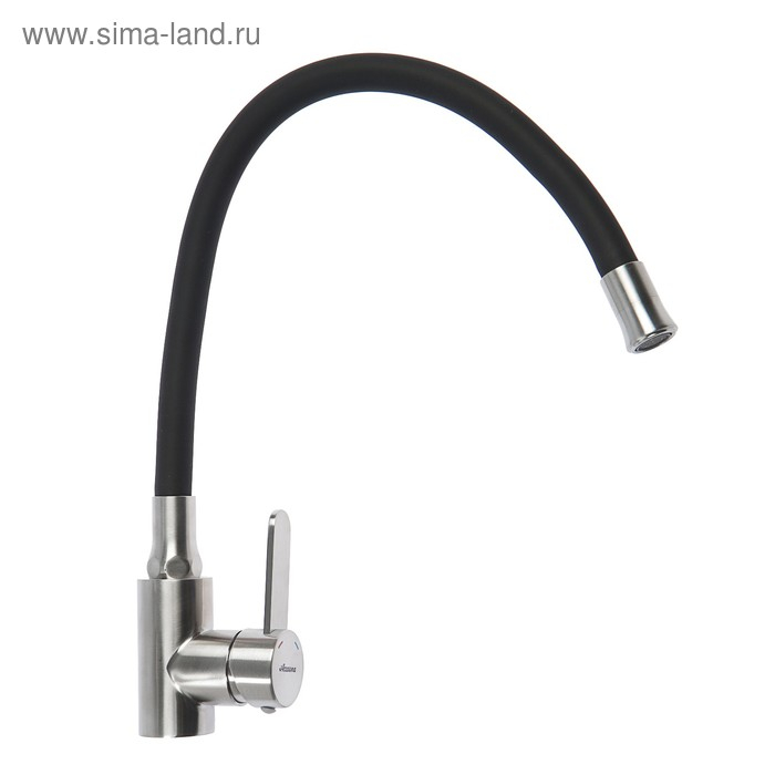 Смеситель для кухни Accoona A48104F, однорычажный, с гайкой, нерж.сталь, черный/сатин Смеситель для кухни Accoona A48104F, однорычажный, с гайкой, нерж.сталь, черный/сатин