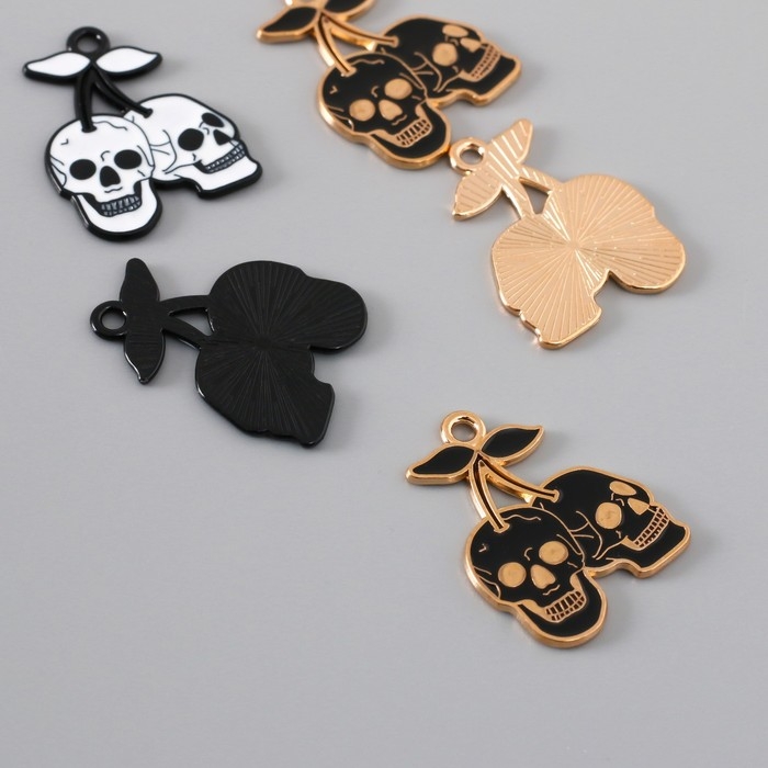 Декор для творчества металл Декор для творчества металл "Черепа на ветке" эмаль МИКС 2,6х1,9 см