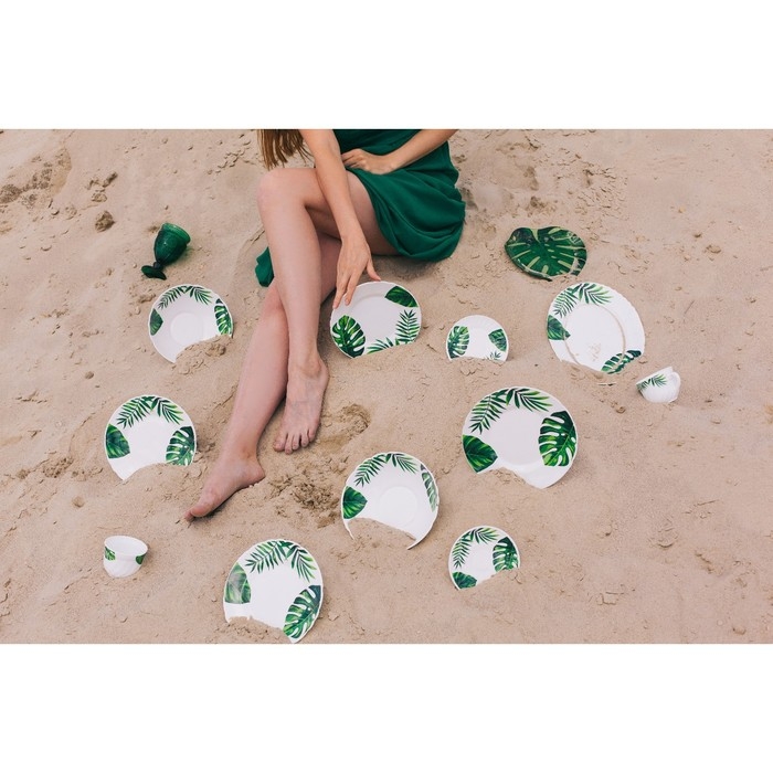 Тарелка обеденная Avvir «Лист папоротника», d=25 см, стеклокерамика, цвет белый Тарелка обеденная Avvir «Лист папоротника», d=25 см, стеклокерамика, цвет белый