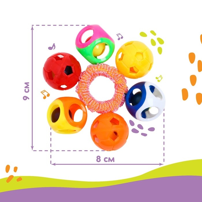 Погремушка - браслет «На ручку», 6 бубенчиков, цвет МИКС, Крошка Я Погремушка - браслет «На ручку», 6 бубенчиков, цвет МИКС, Крошка Я