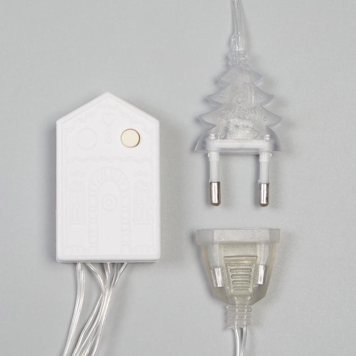 Гирлянда «Бахрома» 2.4 × 0.7 м с насадками «Шарики», IP20, прозрачная нить, 108 LED, свечение тёплое белое, 8 режимов, 220 В