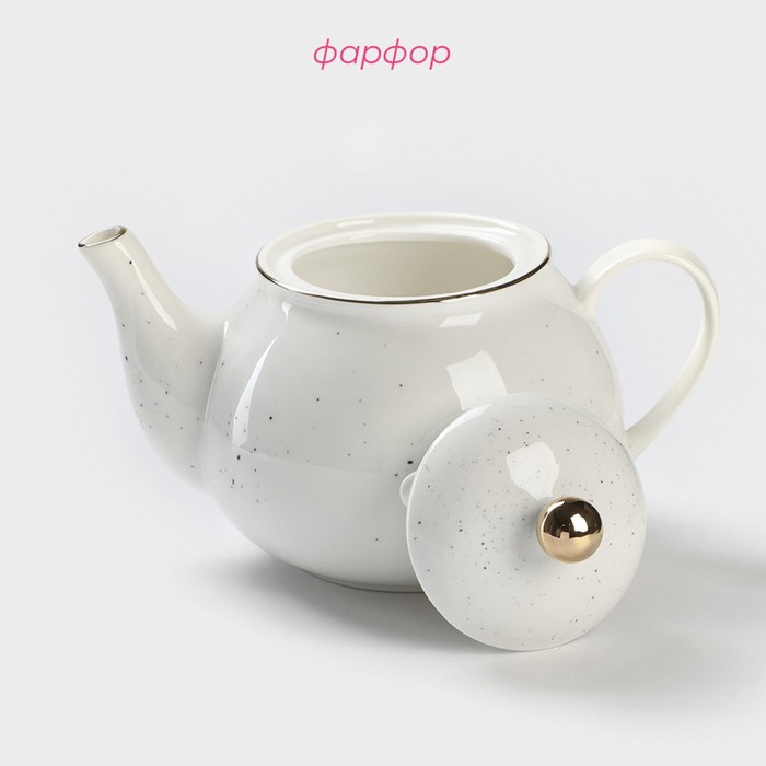 Чайник фарфоровый заварочный Доляна «Млечный путь», 900 мл, цвет белый в крапинку Чайник фарфоровый заварочный Доляна «Млечный путь», 900 мл, цвет белый в крапинку