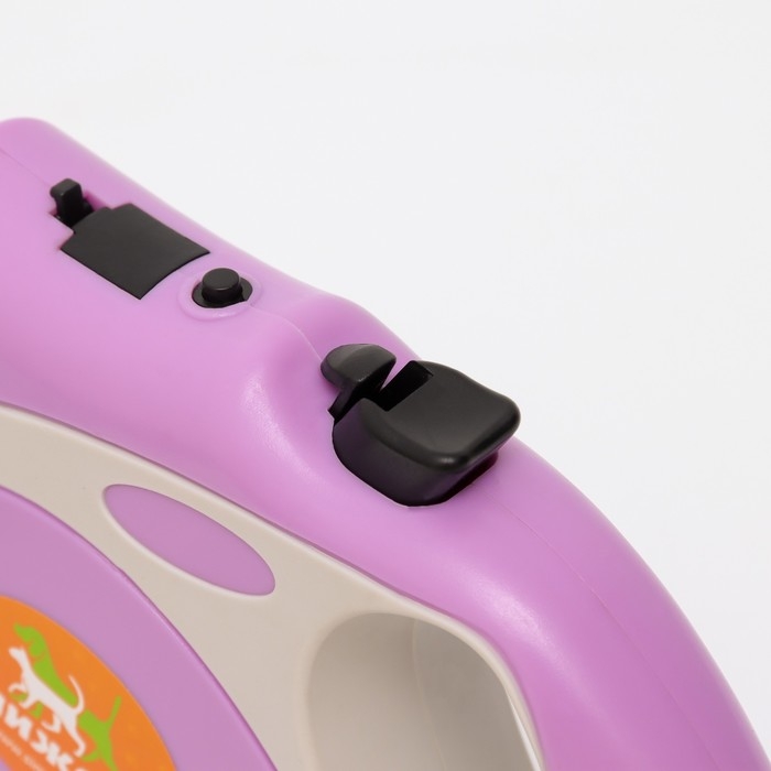 Рулетка Рулетка "Пижон" с фонариком, прорезиненная ручка, 5 м, сиреневая