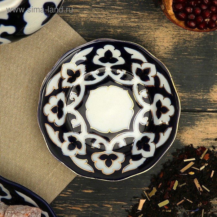 Тарелка круглая «Пахта в золоте», 12.5 см, белая Тарелка круглая «Пахта в золоте», 12.5 см, белая