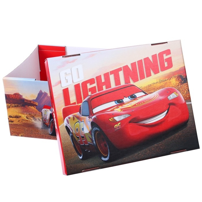 Подарочная коробка с крышкой, складная, 31х25.5х16 см, Тачки