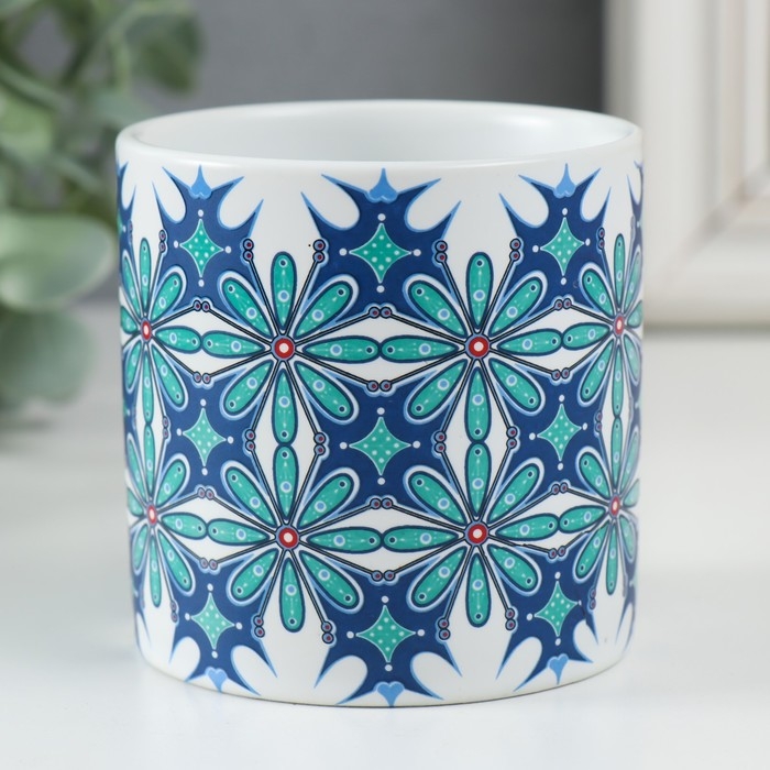 Вазон керамика Вазон керамика "Голубые цветы" 200 мл 7,3х7,3х7,3 см