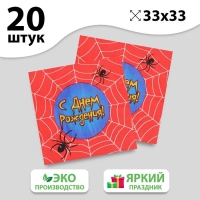 Салфетки бумажные двухслойные «С днём рождения», паутина, 33х33, 20 шт.