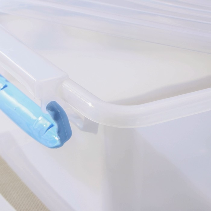 Контейнер пищевой RICCO, 17 л, 46×31×17 см, прямоугольный, цвет прозрачный, ручки голубые