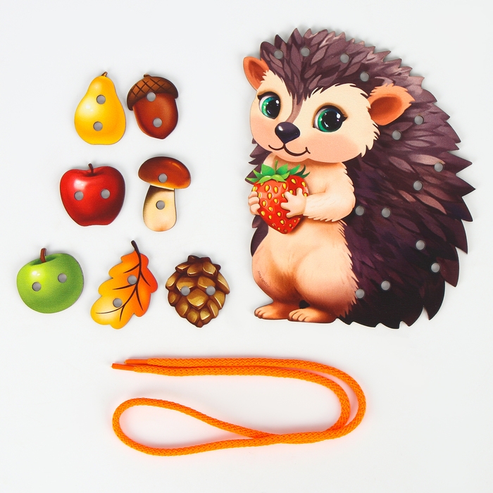 Шнуровка деревянная развивающая для малышей «Весёлый ёжик» Шнуровка деревянная развивающая для малышей «Весёлый ёжик»