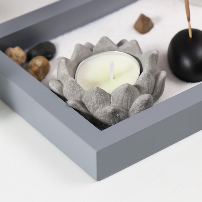 Сад Дзен  Сад Дзен "Будда медитирует у сакуры" песок+камни+аромапалочка+свеча32х13х22 см