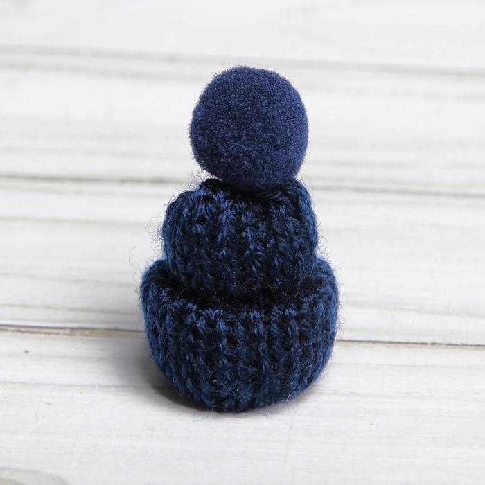 Шапка для игрушек вязаная с помпоном, набор 5 шт., цвет синий Шапка для игрушек вязаная с помпоном, набор 5 шт., цвет синий